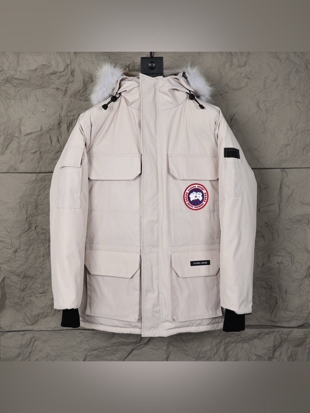 Canada Goose Off-White Parka with Fur-Trim Hood
